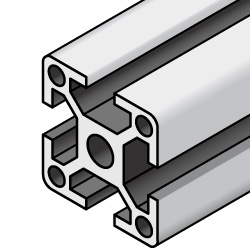 8-50 Series Aluminum Frame - Square 50x50mm, 4 Side Slots, A6N01SS-T5 Aluminum
